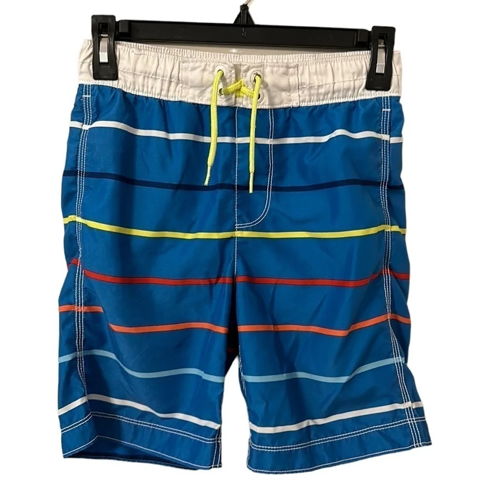 Gap Kids‎ Blue Multicolor Stripe Boys Swim Trunks Size M